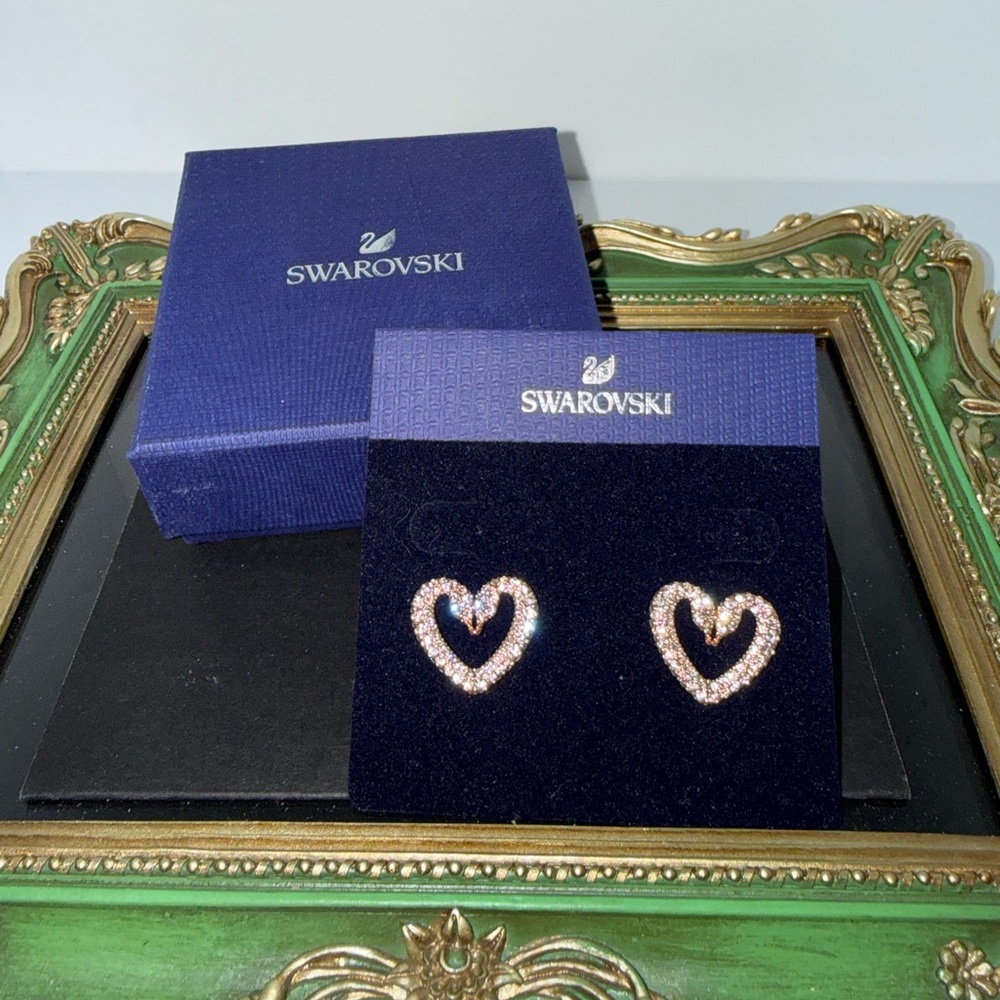 Swarovski Rose Gold Crystal Heart Earrings